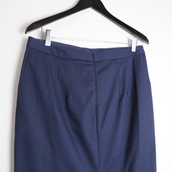 Club Monaco Pencil Skirt Lyocell Navy Animal Print Navy Blue 12 - Picture 4 of 7